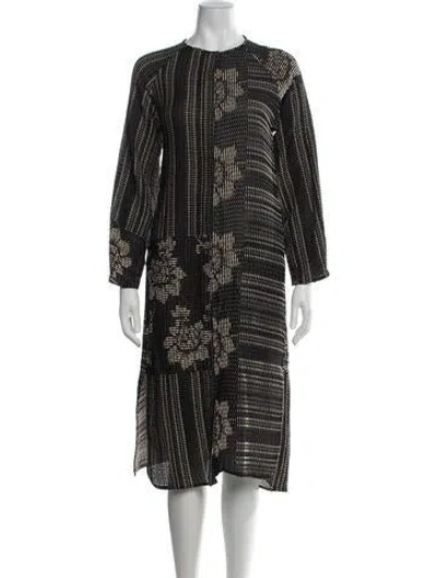 Pre-owned Zero + Maria Cornejo Printed Midi Length Dress In Black
