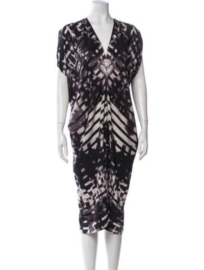 Pre-owned Zero + Maria Cornejo Printed Midi Length Dress In Black/purple/white