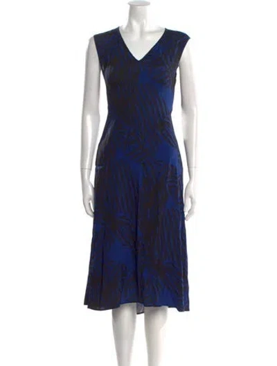 Pre-owned Zero + Maria Cornejo Printed Midi Length Dress In Blue