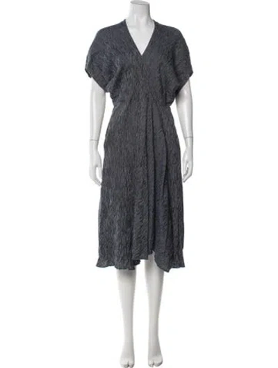 Pre-owned Zero + Maria Cornejo Printed Midi Length Dress In Blue