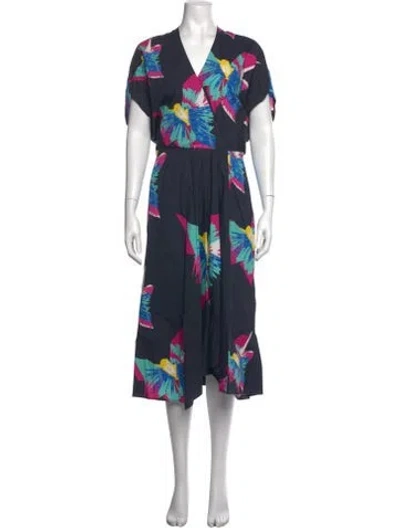 Pre-owned Zero + Maria Cornejo Printed Midi Length Dress In Multicolor