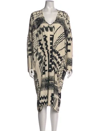 Pre-owned Zero + Maria Cornejo Printed Midi Length Dress In Neutral