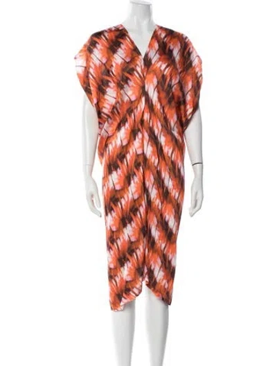 Pre-owned Zero + Maria Cornejo Printed Midi Length Dress In Orange