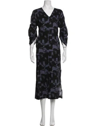 Pre-owned Zero + Maria Cornejo Printed Midi Length Dress W/ Tags In Blue