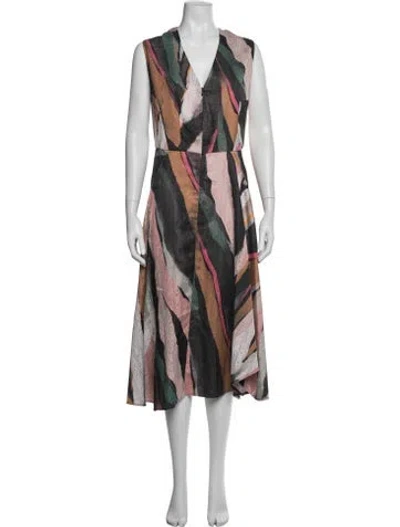Pre-owned Zero + Maria Cornejo Printed Midi Length Dress W/ Tags In Multi