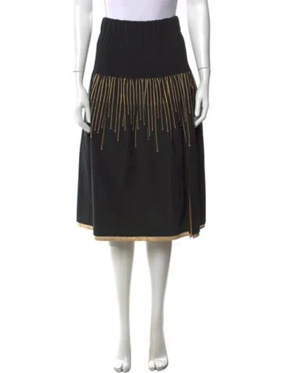 Pre-owned Zero + Maria Cornejo Printed Midi Length Skirt In Black