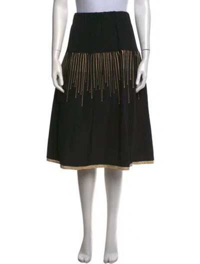 Pre-owned Zero + Maria Cornejo Printed Midi Length Skirt In Black