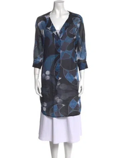 Pre-owned Zero + Maria Cornejo Printed Mini Dress In Blue