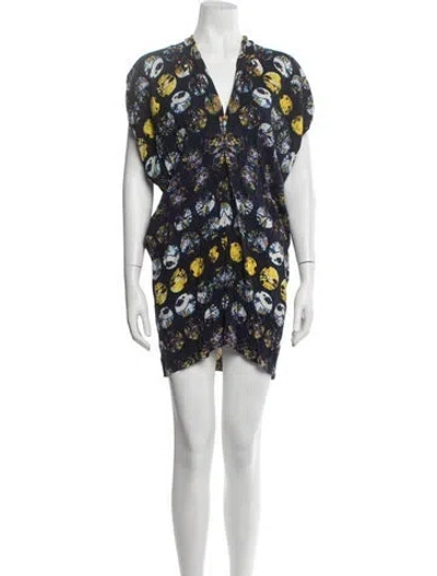 Pre-owned Zero + Maria Cornejo Printed Mini Dress In Blue