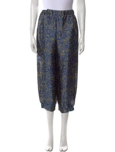 Pre-owned Zero + Maria Cornejo Printed Straight Leg Pants In Blue