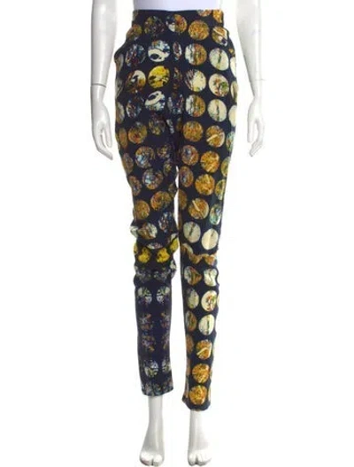 Pre-owned Zero + Maria Cornejo Printed Straight Leg Pants In Blue