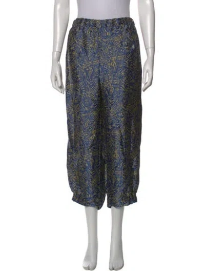Pre-owned Zero + Maria Cornejo Printed Wide Leg Pants W/ Tags In Blue