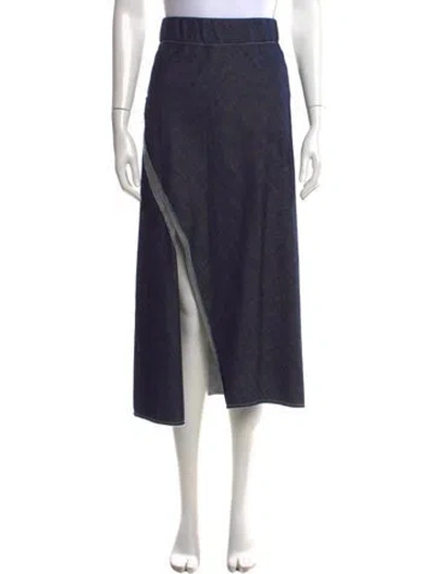 Pre-owned Zero + Maria Cornejo Raw-edge Trim Long Skirt In Blue
