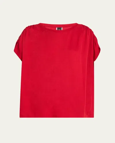 Zero + Maria Cornejo Ruched Muscle Top In Rouge