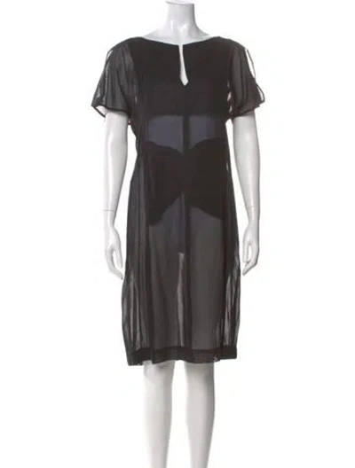 Pre-owned Zero + Maria Cornejo Scoop Neck Knee-length Dress In Gray