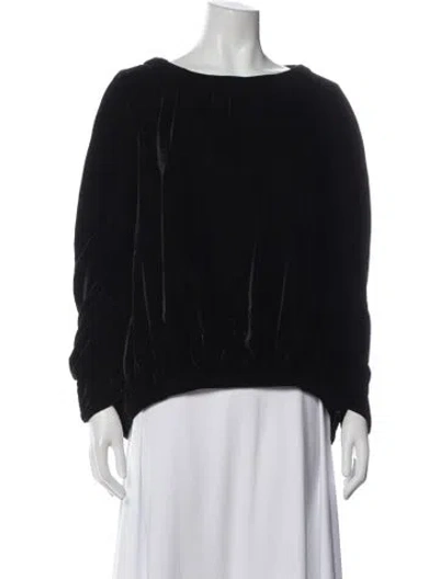 Pre-owned Zero + Maria Cornejo Scoop Neck Long Sleeve Top In Black