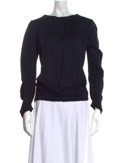 Pre-owned Zero + Maria Cornejo Scoop Neck Long Sleeve Top In Black/blue