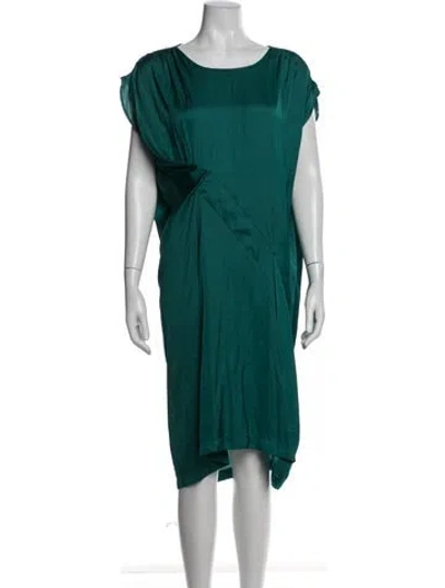 Pre-owned Zero + Maria Cornejo Scoop Neck Midi Length Dress In Blue
