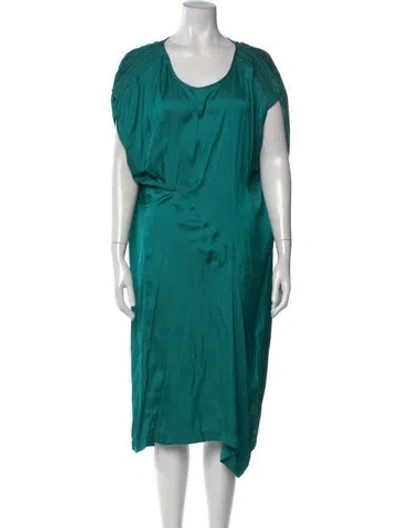 Pre-owned Zero + Maria Cornejo Scoop Neck Midi Length Dress In Green
