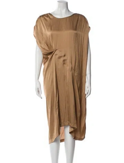 Pre-owned Zero + Maria Cornejo Scoop Neck Midi Length Dress W/ Tags In Brown