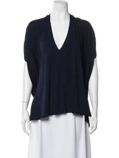 Pre-owned Zero + Maria Cornejo Scoop Neck Short Sleeve Top In Blue