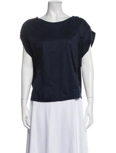 Pre-owned Zero + Maria Cornejo Scoop Neck Short Sleeve Top In Blue