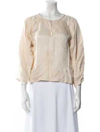 Pre-owned Zero + Maria Cornejo Scoop Neck Three-quarter Sleeve Blouse In Neutral