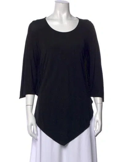 Pre-owned Zero + Maria Cornejo Scoop Neck Three-quarter Sleeve Top In Black