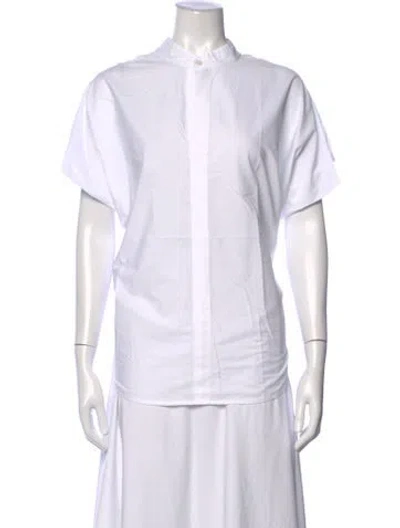 Pre-owned Zero + Maria Cornejo Short Sleeve Button-up Top In White