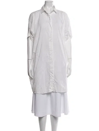 Pre-owned Zero + Maria Cornejo Short Sleeve Button-up Top In White