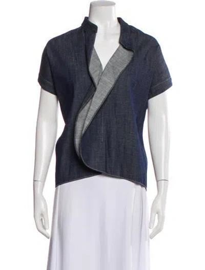 Pre-owned Zero + Maria Cornejo Short Sleeve Top W/ Tags In Blue