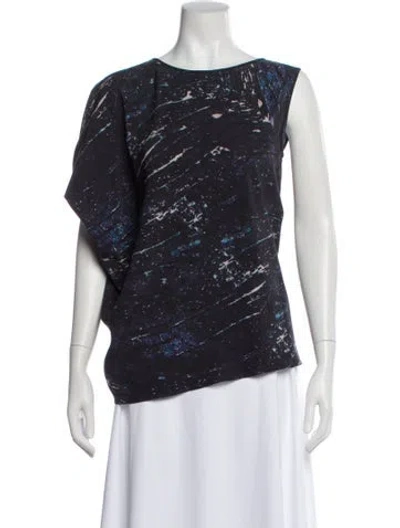 Pre-owned Zero + Maria Cornejo Silk Bateau Neckline Top In Blue