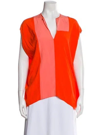 Pre-owned Zero + Maria Cornejo Silk Colorblock Pattern Blouse In Multi