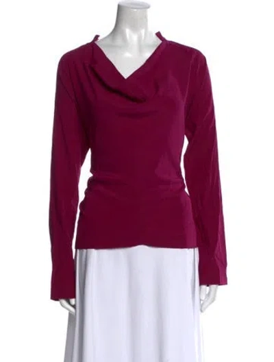 Pre-owned Zero + Maria Cornejo Silk Cowl Neck Blouse In Purple