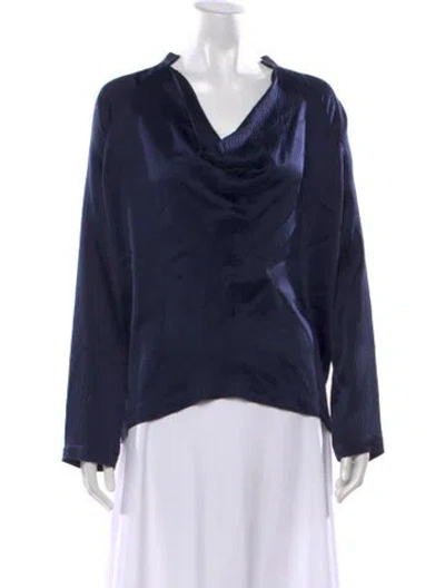 Pre-owned Zero + Maria Cornejo Silk Cowl Neck Top In Blue
