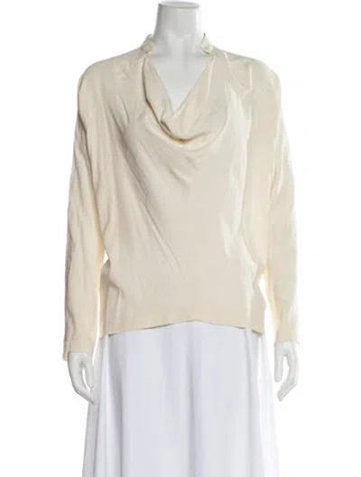 Pre-owned Zero + Maria Cornejo Silk Cowl Neck Top In Neutral
