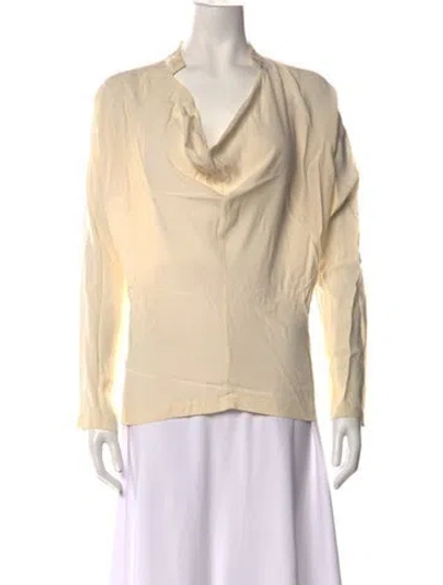 Pre-owned Zero + Maria Cornejo Silk Cowl Neck Top In Neutrals