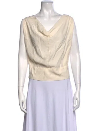 Pre-owned Zero + Maria Cornejo Silk Cowl Neck Top In Neutrals