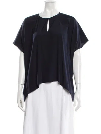 Pre-owned Zero + Maria Cornejo Silk Crew Neck Top In Blue