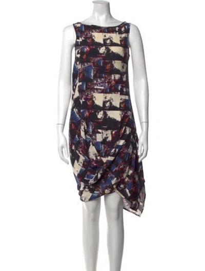 Pre-owned Zero + Maria Cornejo Silk Knee-length Dress In Black/blue