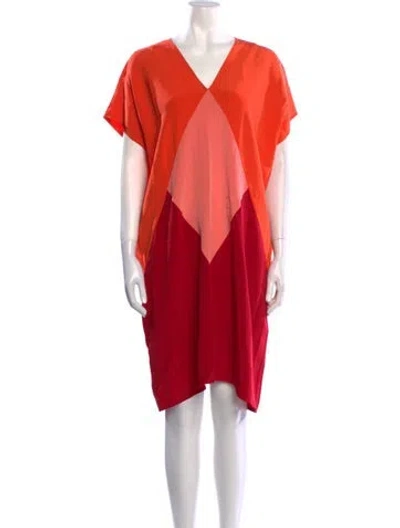 Pre-owned Zero + Maria Cornejo Silk Knee-length Dress In Orange