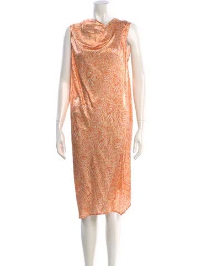 Pre-owned Zero + Maria Cornejo Silk Knee-length Dress In Orange