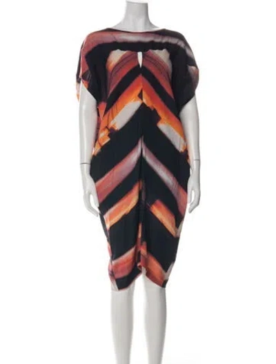 Pre-owned Zero + Maria Cornejo Silk Knee-length Dress In Orange