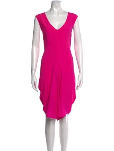 Pre-owned Zero + Maria Cornejo Silk Knee-length Dress W/ Tags In Metallic/pink