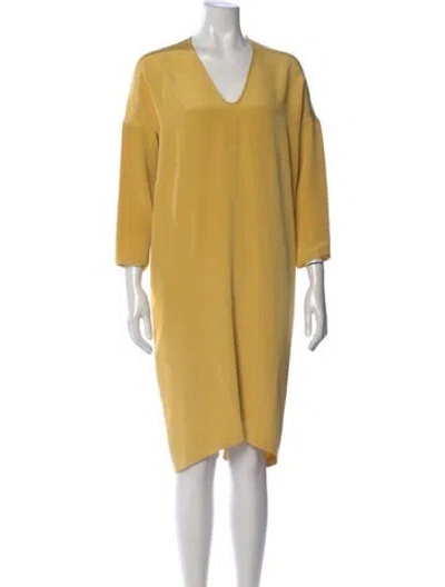 Pre-owned Zero + Maria Cornejo Silk Knee-length Dress In Yellow