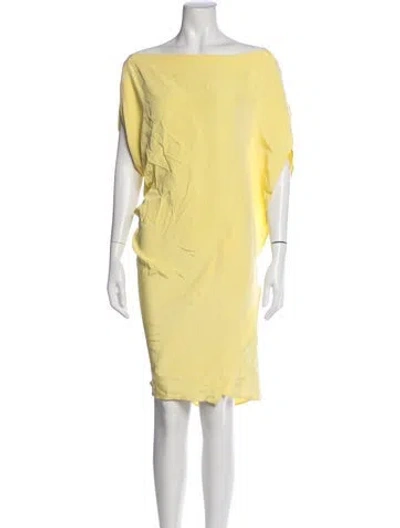 Pre-owned Zero + Maria Cornejo Silk Knee-length Dress In Yellow