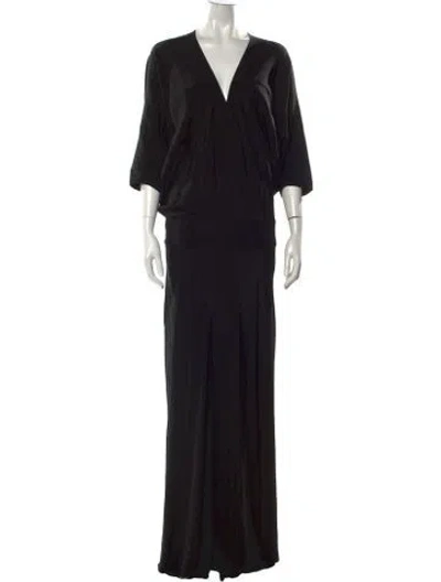 Pre-owned Zero + Maria Cornejo Silk Long Dress In Black