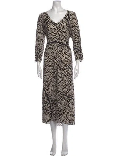 Pre-owned Zero + Maria Cornejo Silk Long Dress In Black/neutrals