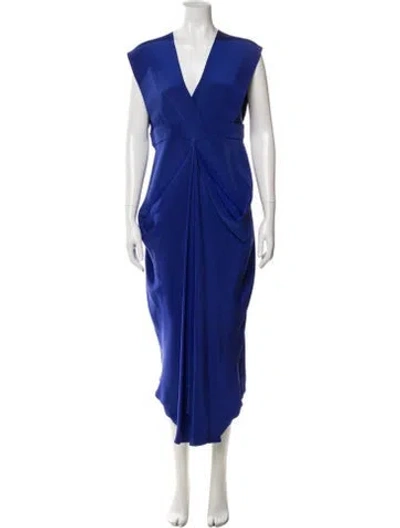 Pre-owned Zero + Maria Cornejo Silk Long Dress In Blue