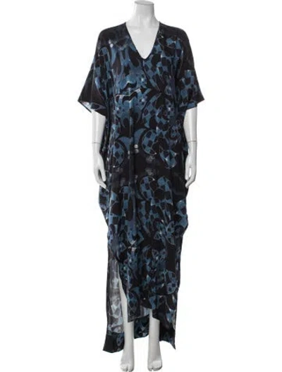 Pre-owned Zero + Maria Cornejo Silk Long Dress In Blue